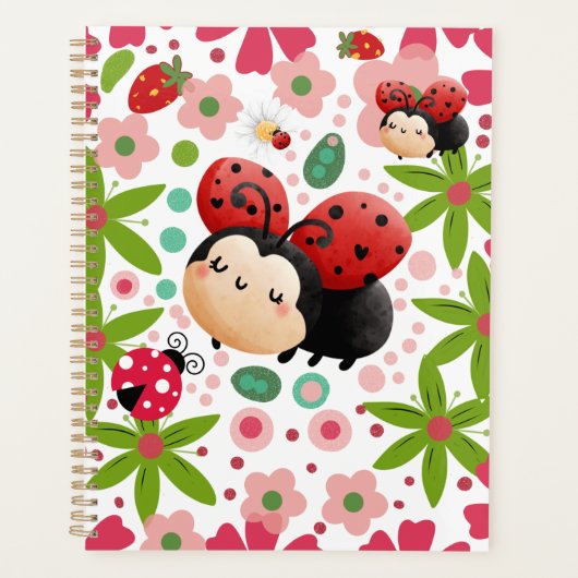 Cute Strawberry Ladybug Notebook  (Devant)