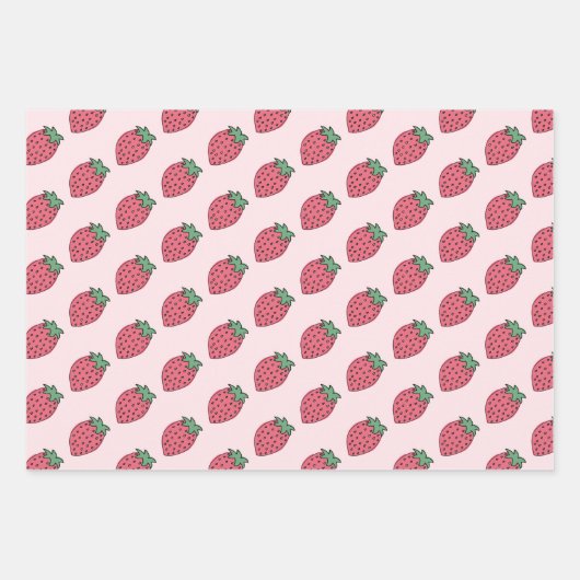Cute Strawberry Milk Roze Pattern Inpakpapier Vel (Voorkant 3)
