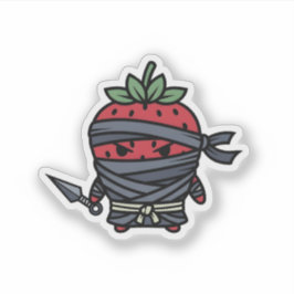Cute Strawberry Ninja Assassin Japanese Pop Art Sticker