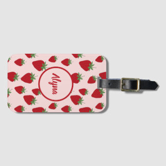 Cute Strawberry Pattern Bagagelabel