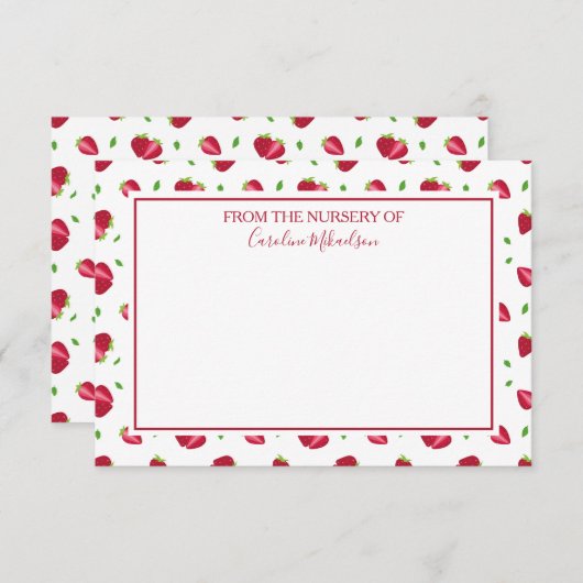 Cute Strawberry Pattern Bedankkaart (Voorkant / Achterkant)