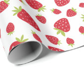 Cute Strawberry Pattern First Birthday Party Cadeaupapier (Rol Hoek)