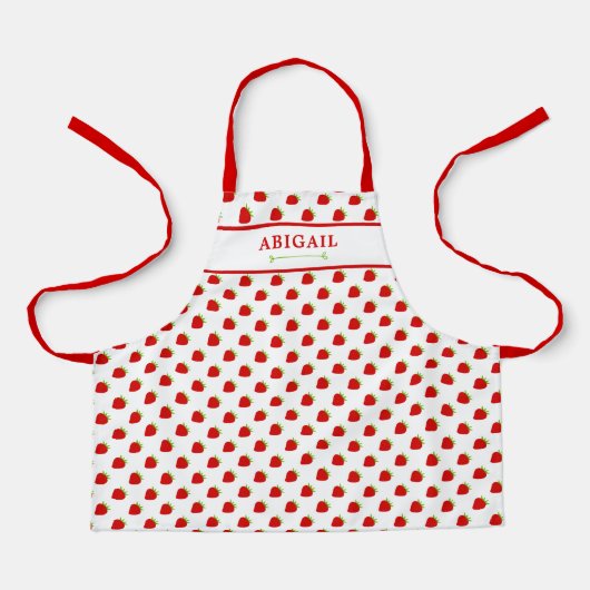 Cute Strawberry Pattern Kinder Schort (Voorkant)