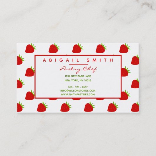 Cute Strawberry Pattern Personalized Visitekaartje (Voorkant)