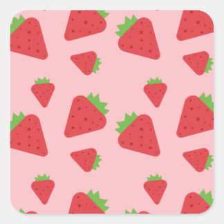 Cute Strawberry Pattern Vierkante Sticker