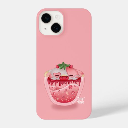 Cute Strawberry Phone Case – Pink Design iPhone Hoesje (Achterkant)