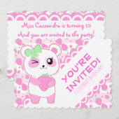 Cute Strawberry roze Kawaii Panda beer Kaart (Voorkant / Achterkant)
