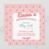 Cute Strawberry Square Invitation (Devant / Derrière)