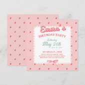 Cute Strawberry Square Invitation (Devant / Derrière)