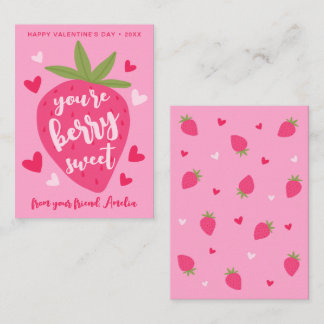 Cute Strawberry Sweet Berries Hearts Valentines Notitiekaartje