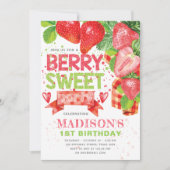 Cute Strawberry Theme Birthday Invitation Kaart (Voorkant)