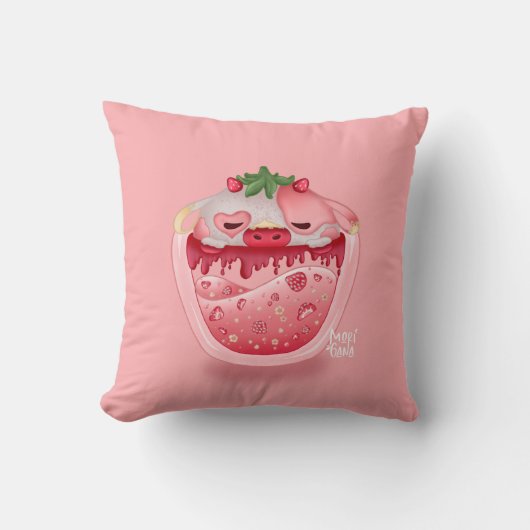 Cute Strawberry Throw Pillow – Kawaii Design Kussen (Voorkant)