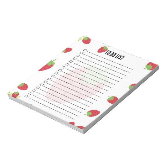 Cute Strawberry To-Do List Notepad Notitieblok (Gedraaid)