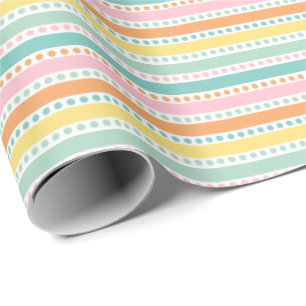 Cute strepen en polka dots in pastelkleuren cadeaupapier