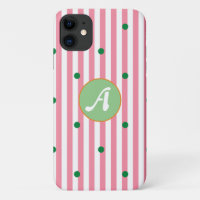 Cute strepen patroonmonogrammen roze groene stippe