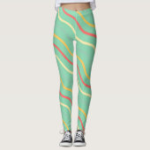 Cute Stripe Green Yoga Femmes Leggings (Devant)