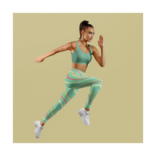 Cute Stripe Green Yoga Femmes Leggings