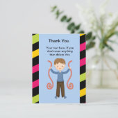 Cute, Striped, Arcade Birthday Boy Dank je Bedankkaart (Staand voorkant)