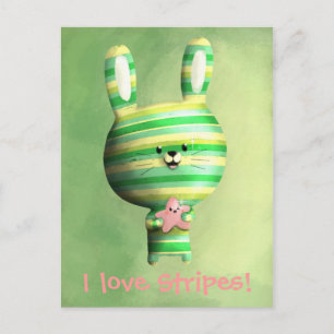 Cute Striped Bunny Briefkaart