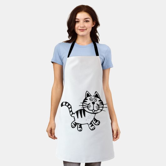 Cute Striped Kitten Drawing Schort (Gedragen)