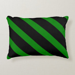 Cute Striped Pattern in Black en Kelly Green Accent Kussen