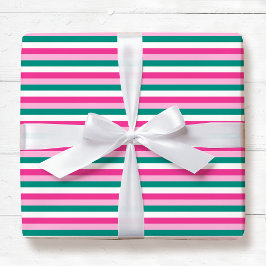 Cute Striped Pattern Pink Green White Seamless Cadeaupapier