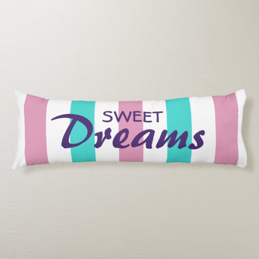 Cute Striped roze en Turquoise Pattern and Gezegde Lichaamskussen (Voorkant)