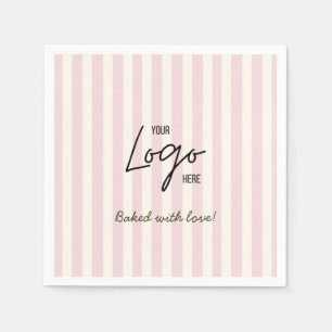 Cute Stripes Bakkerij Café Logo Gebakken Met Liefd Servet