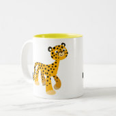 Cute Stroll Cartoon Cheetah Tweekleurige Koffiemok (Voorkant links)