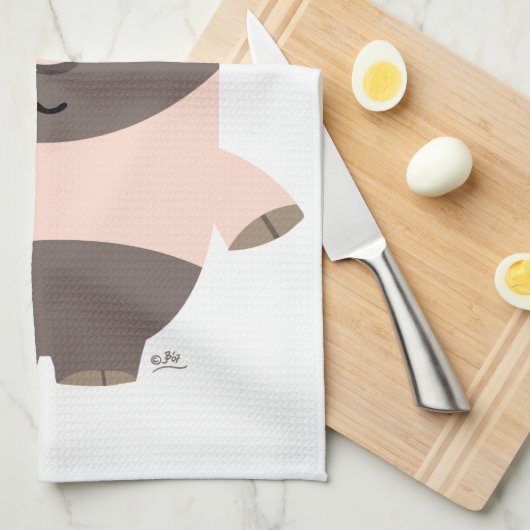 Cute Strong Cartoon Cochon Serviette de cuisine (Quart Plié)