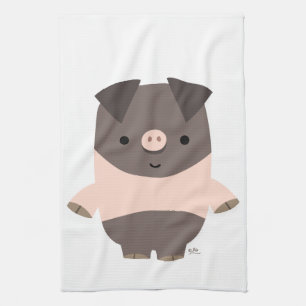 Cute Strong Cartoon Cochon Serviette de cuisine