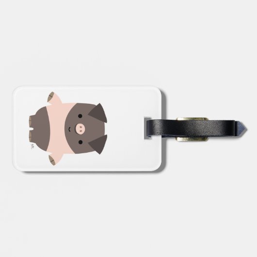 Cute Strong Cartoon Pig Bagagelabel (Achterkant horizontaal)
