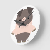 Cute Strong Cartoon Pig Wall Clock Ronde Klok (Hoek)