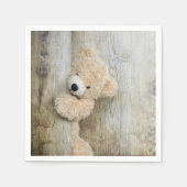 Cute Stuffed Beer Rustic Wooden Backdrop Servet (Voorkant)