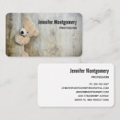 Cute Stuffed Beer Rustic Wooden Backdrop Visitekaartje (Voorkant / Achterkant)
