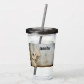 Cute stuffed Beer Rustic Wooden Wall Acryl Drinkbeker (Achterkant)