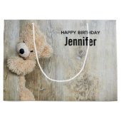 Cute Stuffed Beer Rustic Wooden Wall Birthday Groot Cadeauzakje (Voorkant)