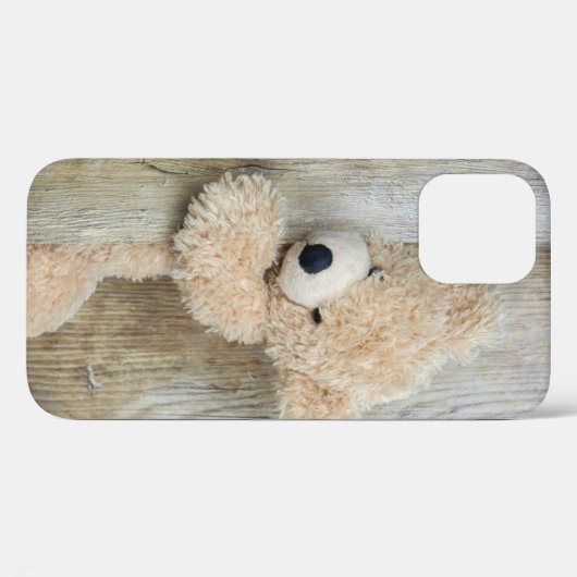 Cute stuffed Beer Rustic Wooden Wall Case-Mate iPhone Case (Achterkant (horizontaal))
