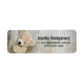 Cute stuffed Beer Rustic Wooden Wall Etiket (Voorkant)