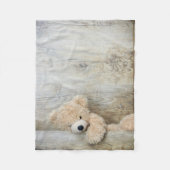 Cute stuffed Beer Rustic Wooden Wall Fleece Deken (Voorkant)