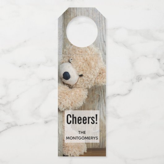 Cute stuffed Beer Rustic Wooden Wall Flessenhanger (Voorkant)