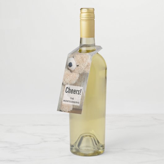 Cute stuffed Beer Rustic Wooden Wall Flessenhanger (Schuin)