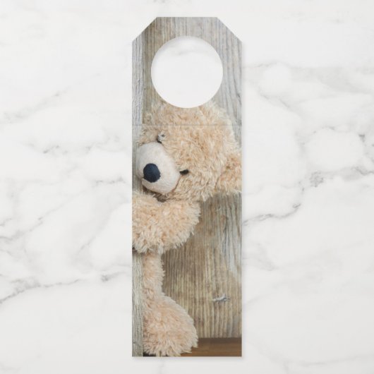 Cute stuffed Beer Rustic Wooden Wall Flessenhanger (Achterkant)