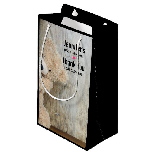 Cute stuffed Beer Rustic Wooden Wall Klein Cadeauzakje (Voorkant Gekanteld)