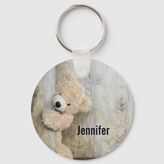 Cute stuffed Beer Rustic Wooden Wall Sleutelhanger (Voorkant)