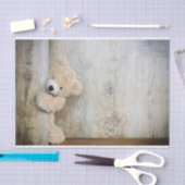 Cute stuffed Beer Rustic Wooden Wall Tissuepapier (Craft)