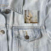 Cute stuffed Beer Rustic Wooden Wall Vierkante Button 5,1 Cm (In situ)