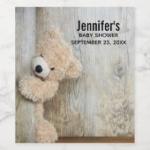 Cute stuffed Beer Rustic Wooden Wall Wijn Etiket (Enkel label)