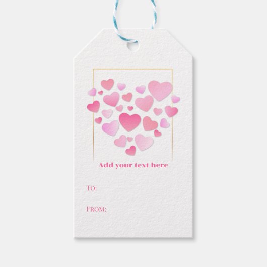 Cute Style Pink Hearts Romantic Valentine's Day Cadeaulabel (Voorkant)