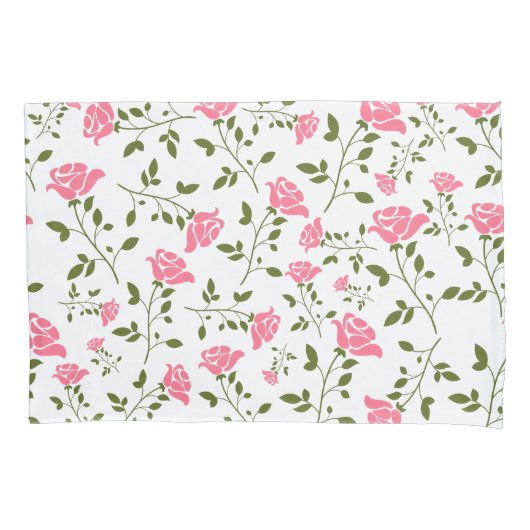 Cute Stylied Roze Roses Pattern Kussensloop (Voorkant)